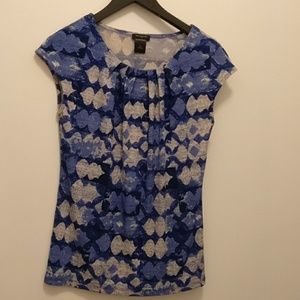 Ann Taylor Factory pleated neck cap sleeve shirt